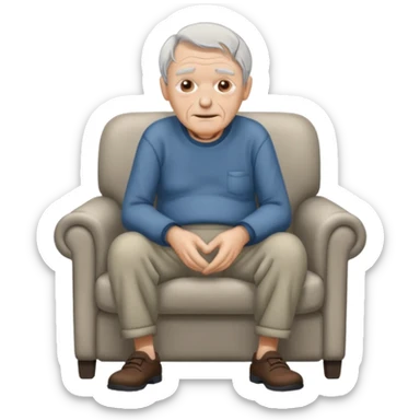 sitting weak old man  sticker