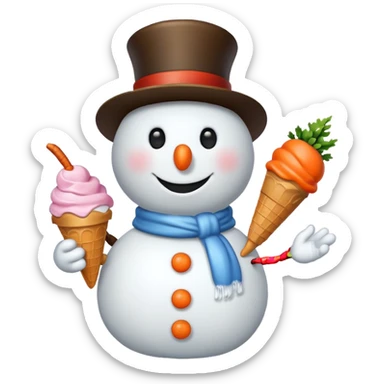 snowmen holding ice cream single snowmen sticker