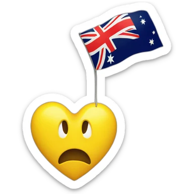 yellow heart wering australia flag sticker