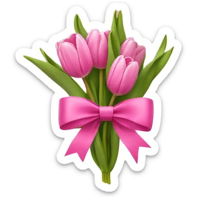 Pink tulips with a bow sticker