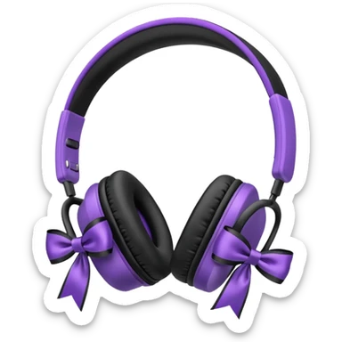 apple air max headphoness with bow on the right side black and purple  sticker