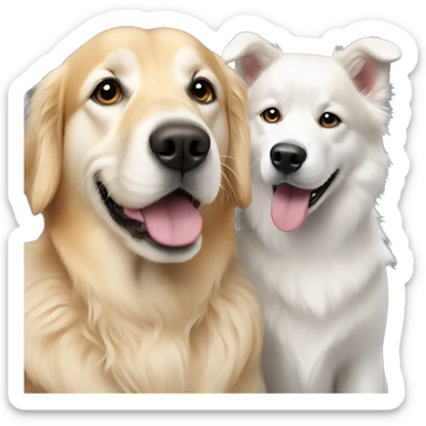 Golden retriever with husky white dog sticker