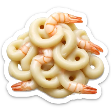 Pasta with creamy white sauce and shrimp sticker