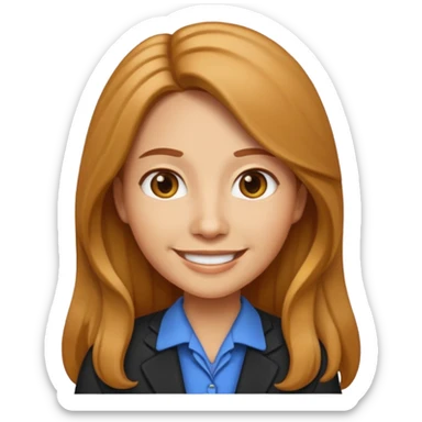 teacher emoji long caramel hair light skin sticker