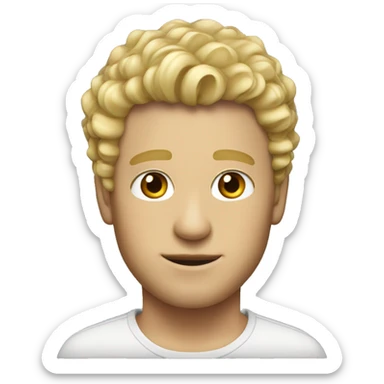 blonde adult guy with taper cut, curly front sticker