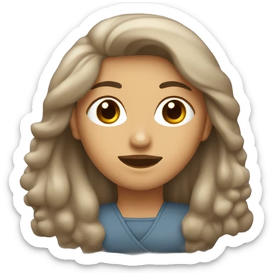 Mujer blanca con ojos marrones pelo castaño y largo sticker