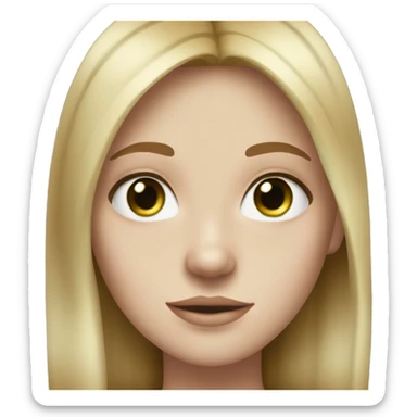 A girl with white skin, blue-green eyes and barely visible freckles, with dirty blond straight hair sticker