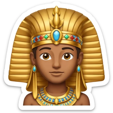 Egyptian Pharaoh, emoji style, with professional lighting, no face on objects, white background sticker