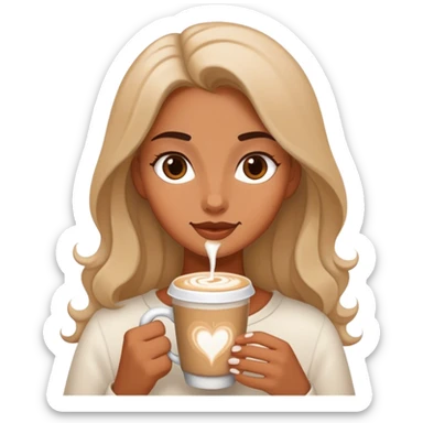 A girl enjoying her latte sticker