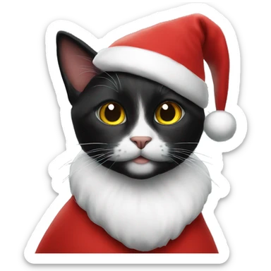 Black cat wearing santa costume sticker