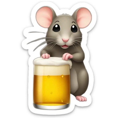 une souris buvant une bière sticker