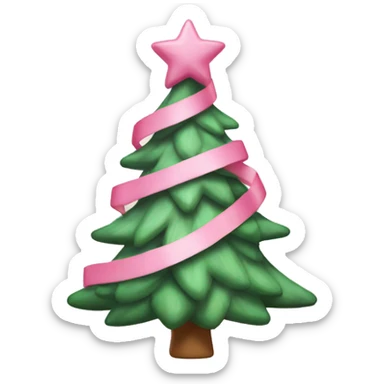 Christmas tree with pastle tone pink ribbon on top sticker