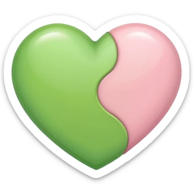 A half light green half light pink heart sticker