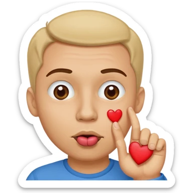 Homem apaixonado,com dedo na boca e com os olhos de coração,no olhos dele sticker