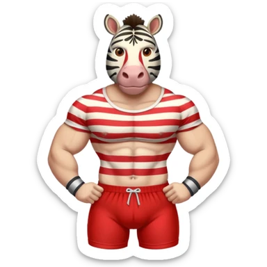 Buff zebra in underwear sticker