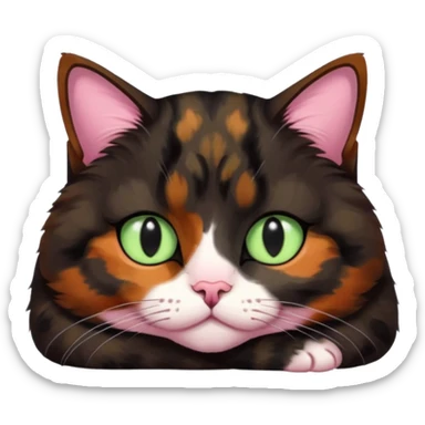 dark tortoiseshell cat half pink nose pale green eyes sticker