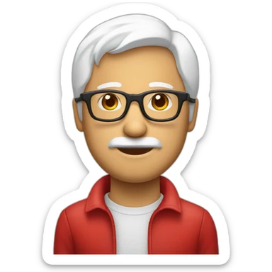 Cara Hombre blanco pelo canoso ,gafas rojas sticker