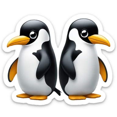 2 happy penguins doing code pair programming sticker