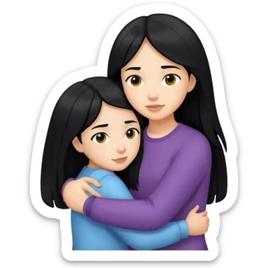 sister-hugging with black hair sticker
