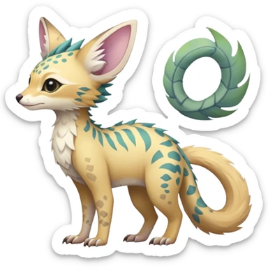 Feral Rare Fantasy pastel tropical Vernid-Trico-species by LiLaiRa, random markings, tufted tail, tufted ears, full body sticker