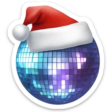 Disco ball with Santa hat  sticker