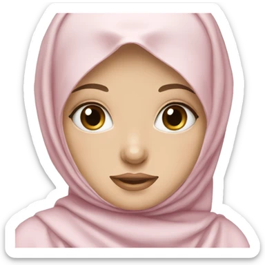 White girl wearing hijab and soft pink bow sticker