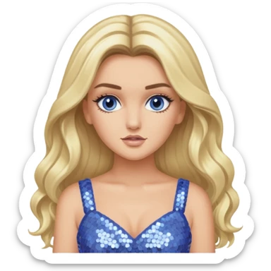 Perrie Edwards from Little Mix with long blonde hair, periwinkle sequin outfit sticker