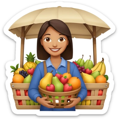 Shopper with fruit basket,Farmers’ Market, background Fruit, market. sticker