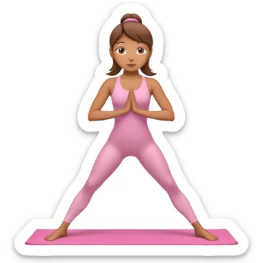 girl standing in a yoga pose in a pink bodysuit sticker