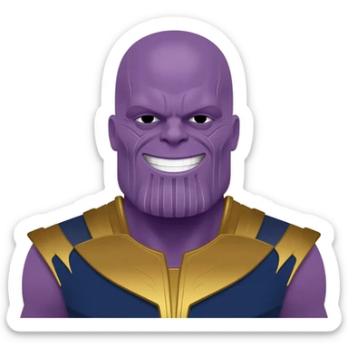 generate me a thanos emoji where hes smiling and about to snap his fingers sticker
