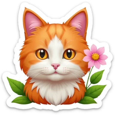 Cat and flower sticker