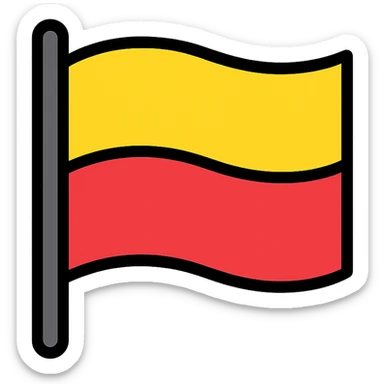 flag divided horizontally, top half yellow, bottom half red, bold colors sticker