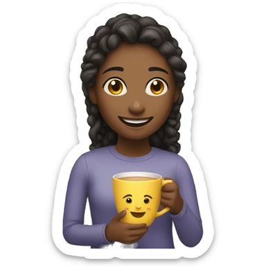 smiling girl with cup indoors sticker