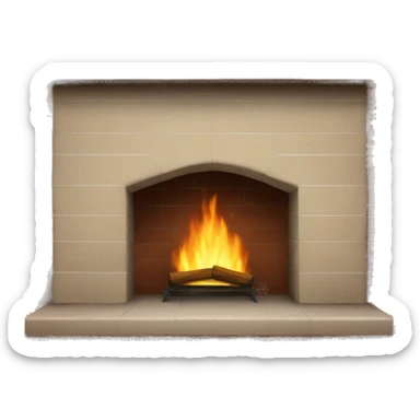 Beige and brick fireplace realistic sticker
