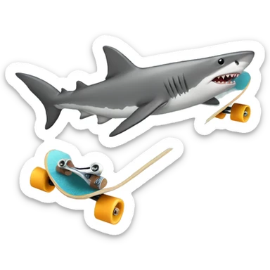 Shark on skateboard sticker