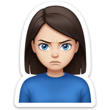 fille cheveux lisse brune yeux bleu pull noir qui regarde mal sticker