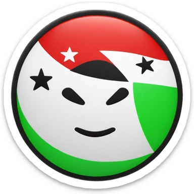 Flage oben grün und unten weiß mit drei rote Sterne und unten ist schwarz  sticker