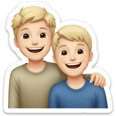 two boys laughing together, simple pose sticker