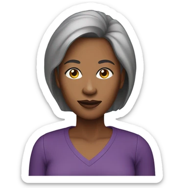 Headshot of African American Woman in Her 50s with straight hair wearing a purple shirt  sticker