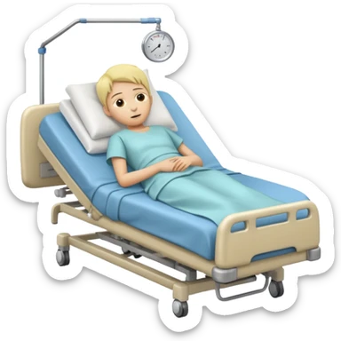 pessoa com a pele amarelada deitada em uma maca de hospital sticker