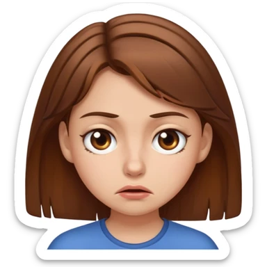 Very Disgusted emoji girl with brown hair sticker