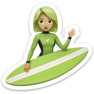 green woman with surfboard sticker