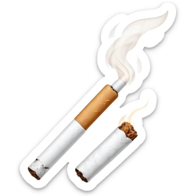 classic style white cigarette with brown filter, small wisp of smoke, simple and clear design sticker