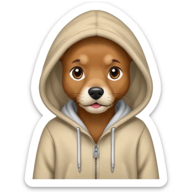 Dog wering a huddie sticker