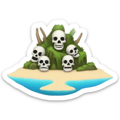 an island made out of skeleton heads sticker