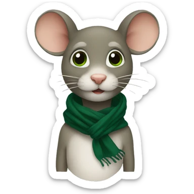 mousehead with a only a small darkgreen scarf sticker
