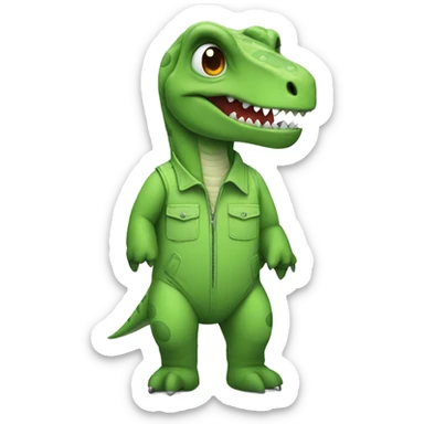 dinosaur in a jumpsuit sticker