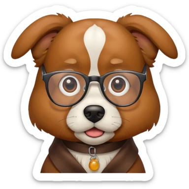Dog confused holding his glasses sticker