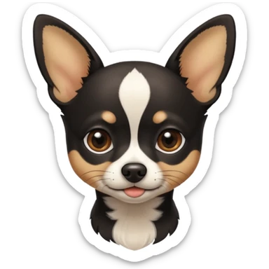 Very Dark black Chihuahua with white markings On the neck sticker