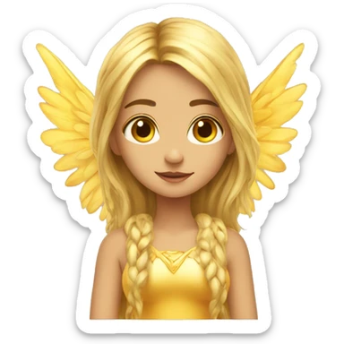 big wings, sun, gold, Beautiful, fairy, long hair sticker